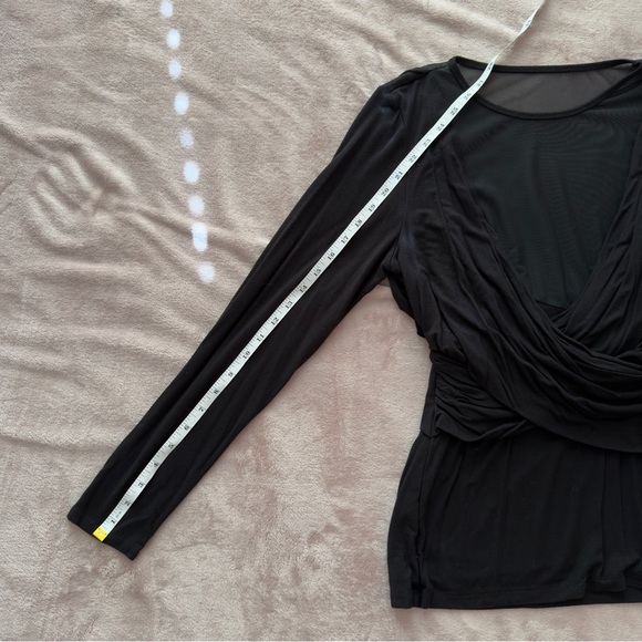 Carmen Elegant Black Drape Top with Mesh Large - Picture 7 of 7